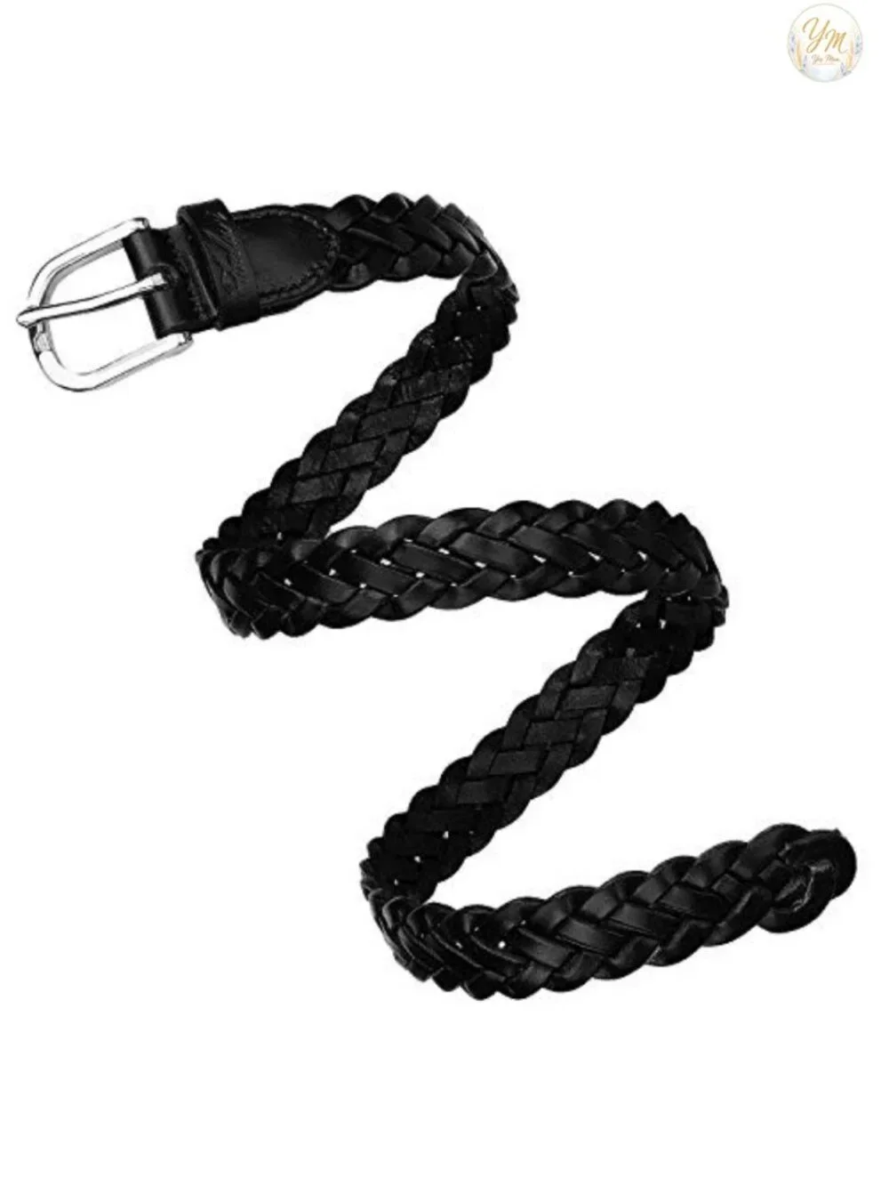 Women's Genuine Leather Braided Belt Stainless Steel Buckle